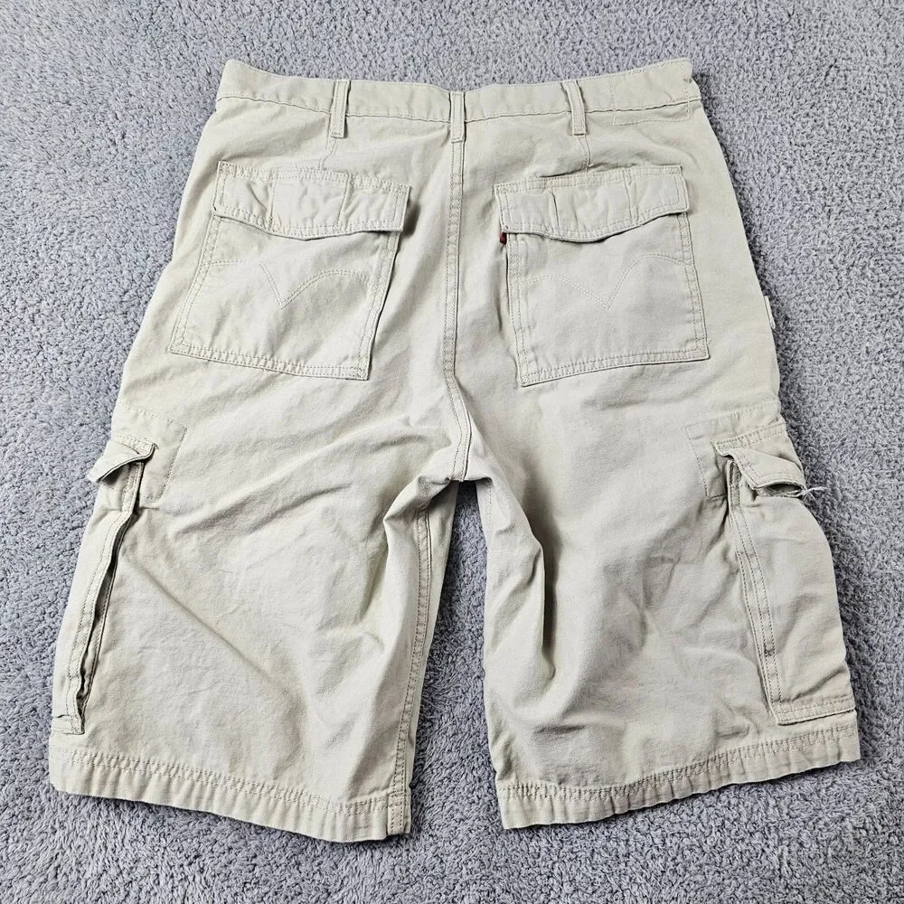 Levis Cargo Shorts Mens 34 Khaki Baggy Loose Y2K Skater Workwear Hike Casual